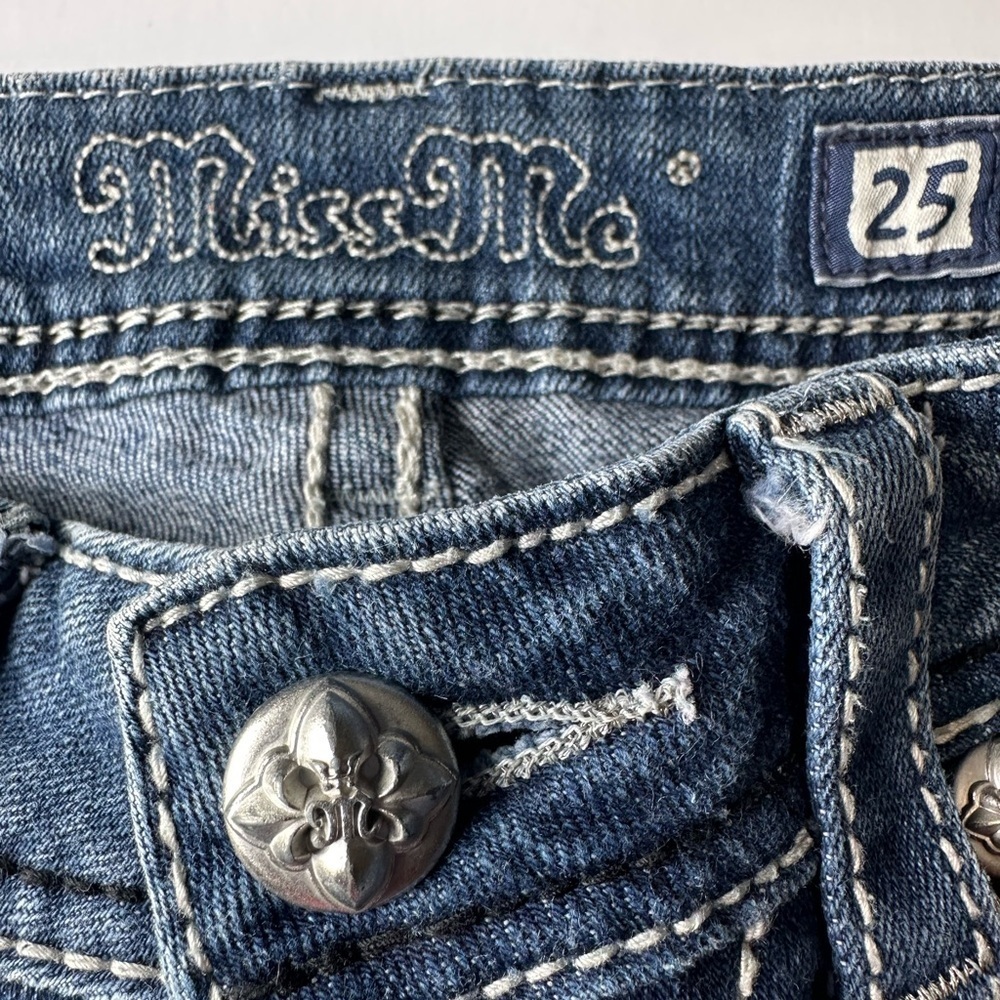 Miss Me Dark Blue Boot Cut Jeans with Embellishments - Picture 14 of 16